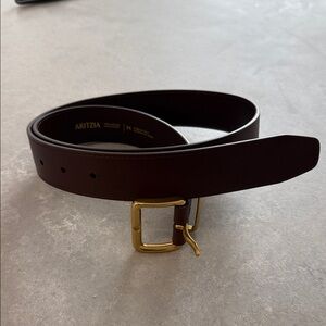 Aritzia Essential Solid Brass  Leather Wide Belt